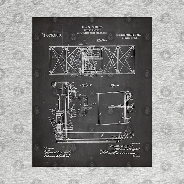 Wright Brothers Aircraft Patent - Aviation Art - Black Chalkboard by patentpress